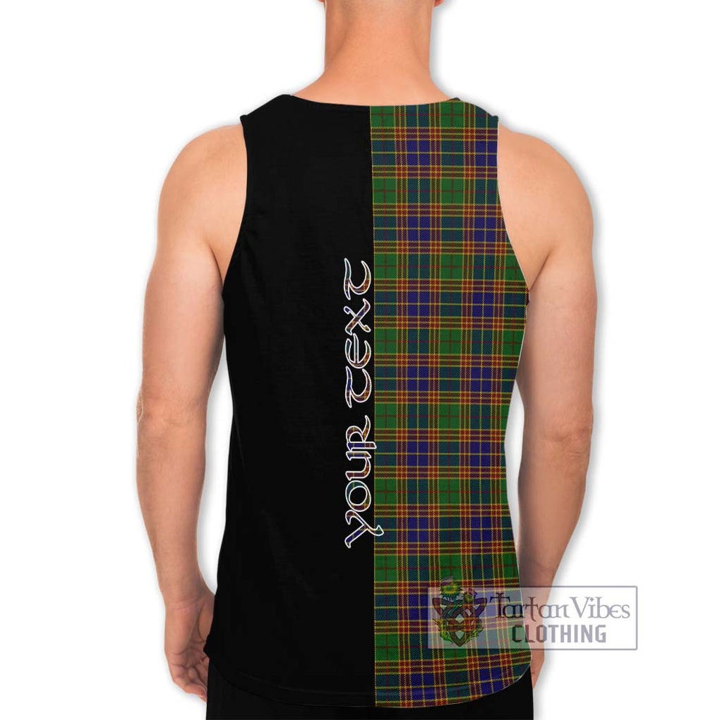 Stevenson Tartan Men's Tank Top with Family Crest and Half Of Me Style - Tartanvibesclothing Shop