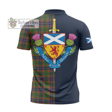 Tartan Vibes Clothing Stevenson Tartan Zipper Polo Shirt with Scottish Lion Royal Arm Half Style