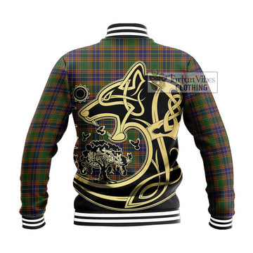 Stevenson Tartan Baseball Jacket with Family Crest Celtic Wolf Style - Tartan Vibes Clothing