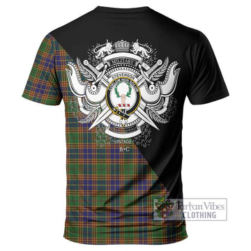 Stevenson Tartan T-Shirt with Family Crest and Military Logo Style - Tartanvibesclothing Shop