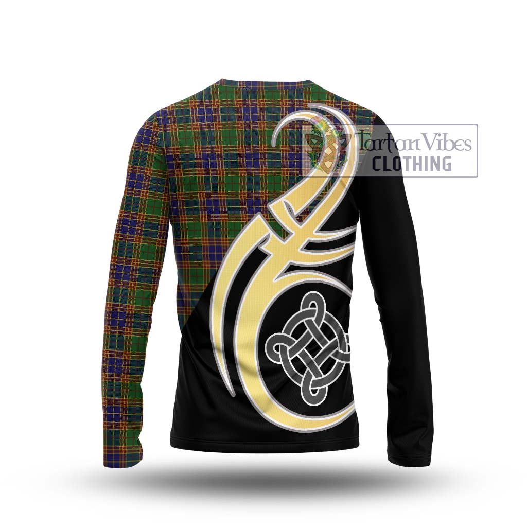 Stevenson Tartan Long Sleeve T-Shirt with Family Crest and Celtic Symbol Style - Tartan Vibes Clothing