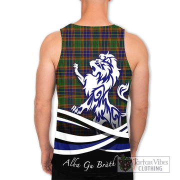 Stevenson Tartan Men's Tank Top with Alba Gu Brath Regal Lion Emblem - Tartanvibesclothing Shop