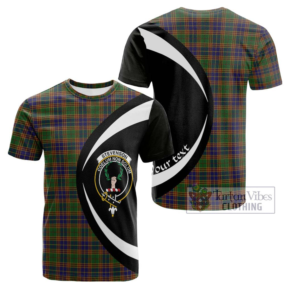 Tartan Vibes Clothing Stevenson Tartan Cotton T-shirt with Family Crest Circle Style