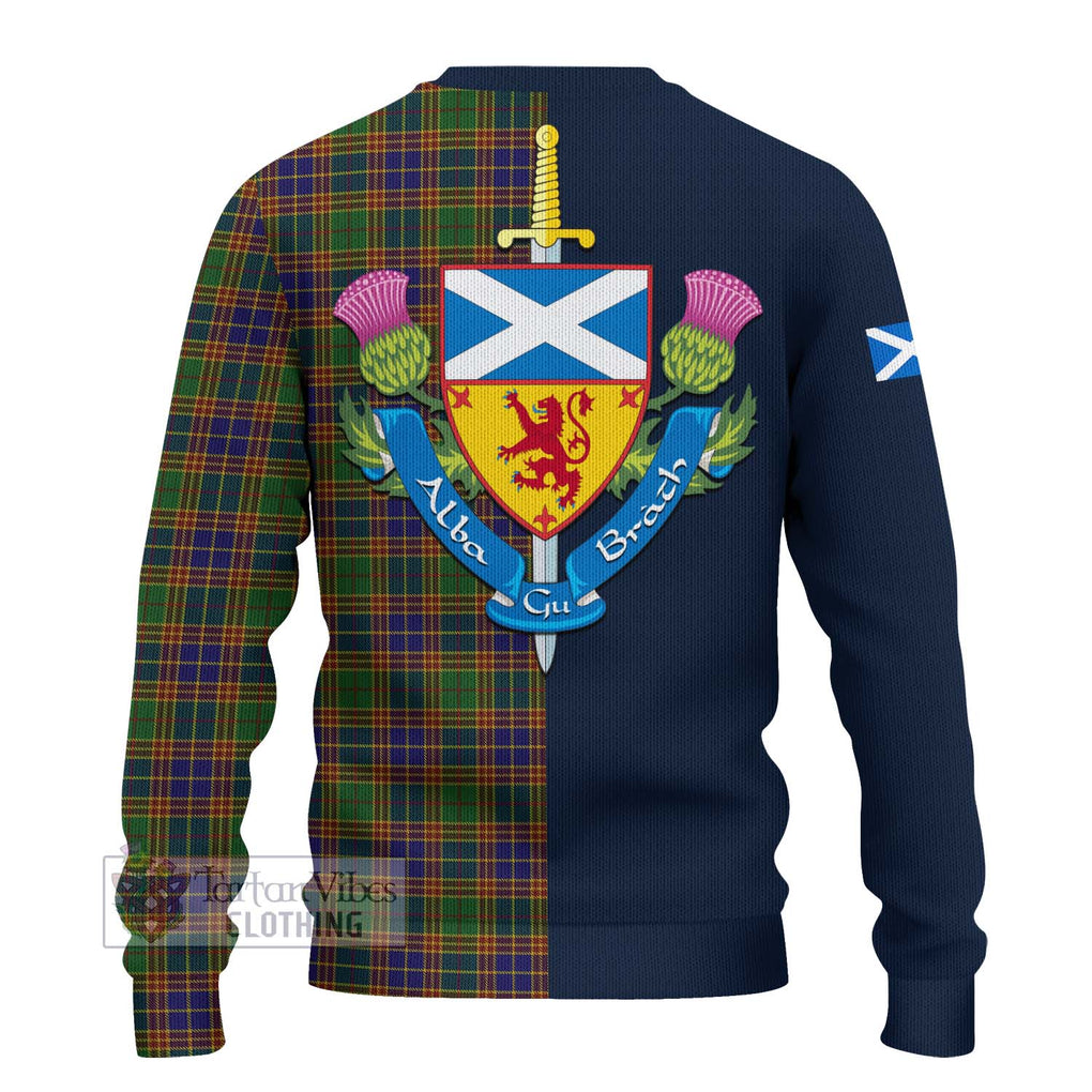 Tartan Vibes Clothing Stevenson Tartan Knitted Sweater with Scottish Lion Royal Arm Half Style