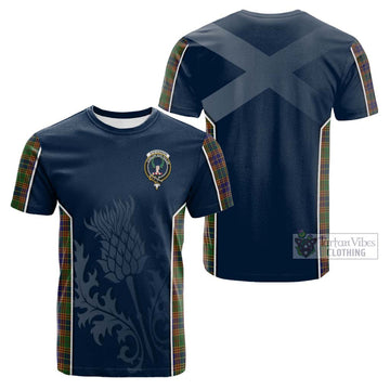 Tartan Vibes Clothing Stevenson Tartan Cotton T-shirt with Family Crest and Scottish Thistle Vibes Sport Style