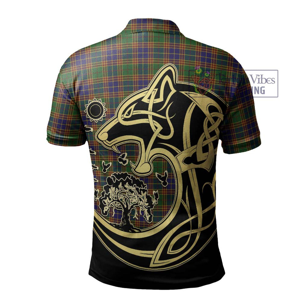 Stevenson Tartan Polo Shirt with Family Crest Celtic Wolf Style - Tartanvibesclothing Shop