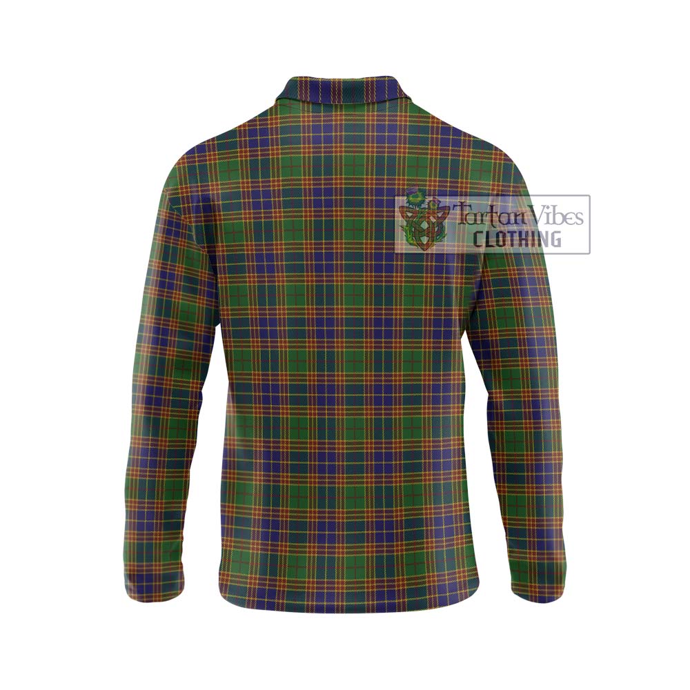 Stevenson Tartan Long Sleeve Polo Shirt with Family Crest DNA In Me Style - Tartanvibesclothing Shop