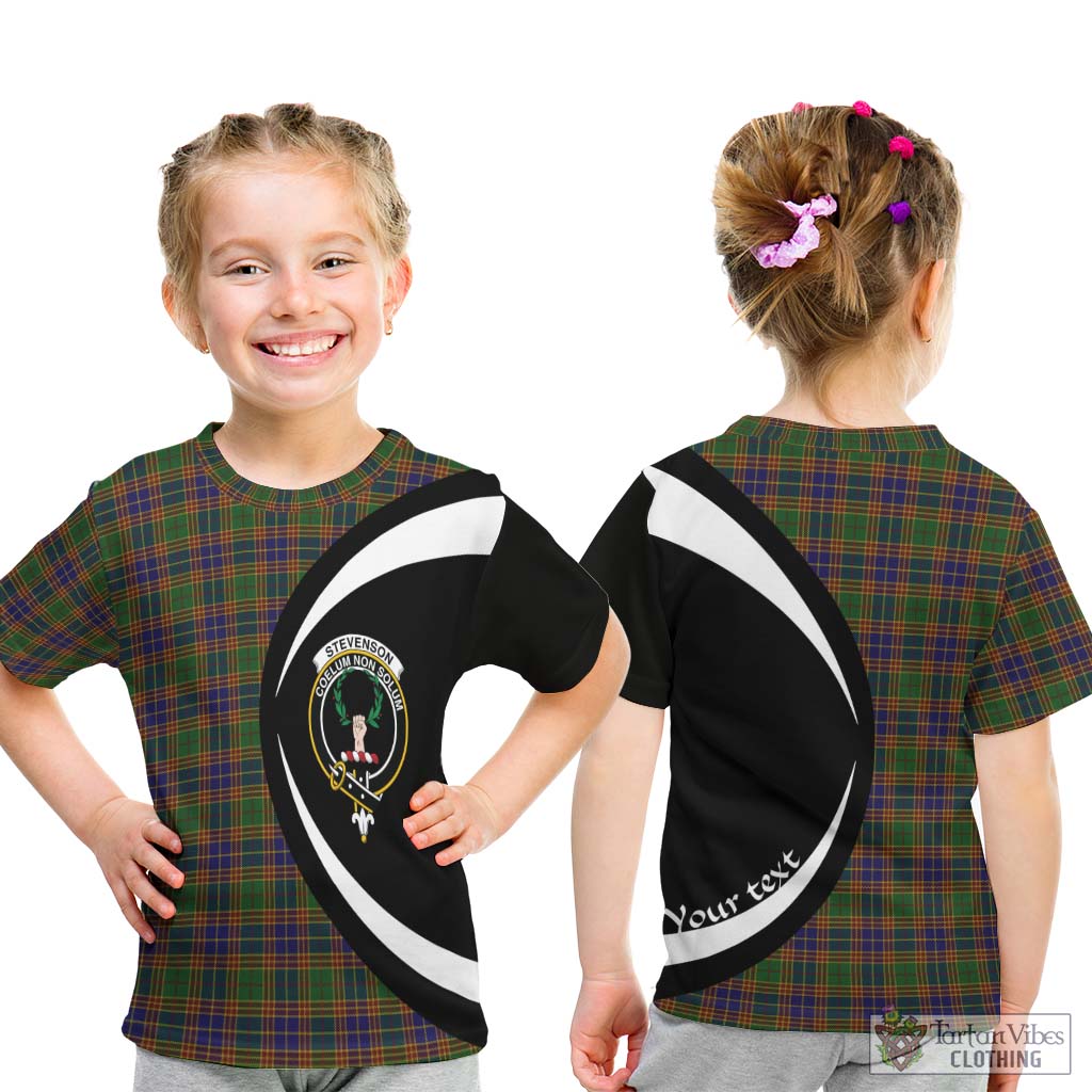 Stevenson Tartan Kid T-Shirt with Family Crest Circle Style - Tartan Vibes Clothing