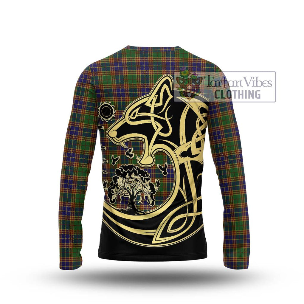 Stevenson Tartan Long Sleeve T-Shirt with Family Crest Celtic Wolf Style - Tartan Vibes Clothing