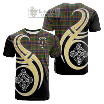 Tartan Vibes Clothing Stevenson Tartan Cotton T-shirt with Family Crest and Celtic Symbol Style