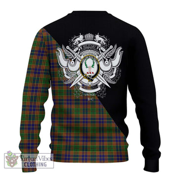 Stevenson Tartan Knitted Sweater with Family Crest and Military Logo Style - Tartanvibesclothing Shop