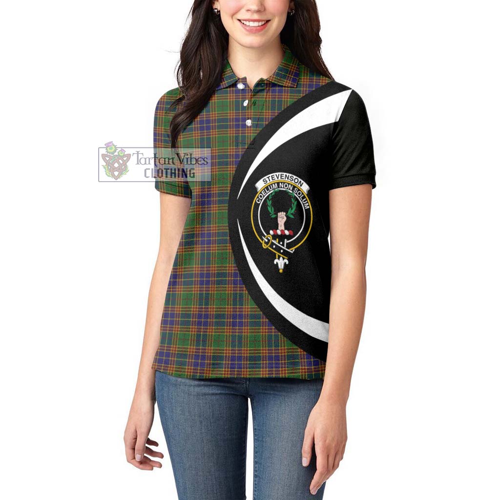 Stevenson Tartan Women's Polo Shirt with Family Crest Circle Style - Tartan Vibes Clothing