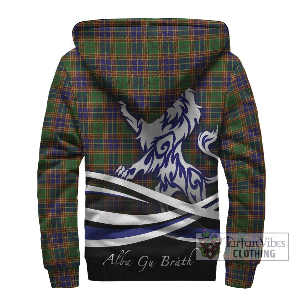 Stevenson Tartan Sherpa Hoodie with Alba Gu Brath Regal Lion Emblem - Tartanvibesclothing Shop