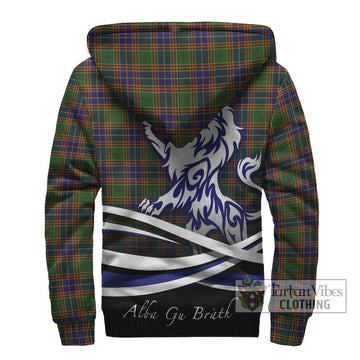Stevenson Tartan Sherpa Hoodie with Alba Gu Brath Regal Lion Emblem - Tartanvibesclothing Shop