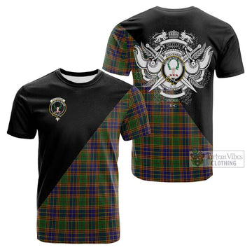 Tartan Vibes Clothing Stevenson Tartan Cotton T-shirt with Family Crest and Military Logo Style