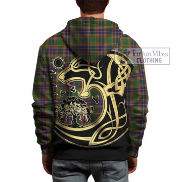 Stevenson Tartan Hoodie with Family Crest Celtic Wolf Style - Tartan Vibes Clothing