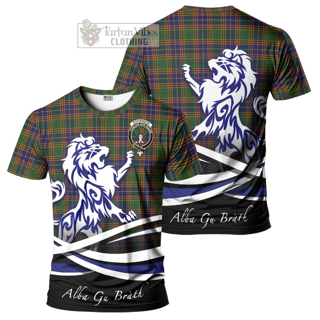 Tartan Vibes Clothing Stevenson Tartan Cotton T-shirt with Alba Gu Brath Regal Lion Emblem