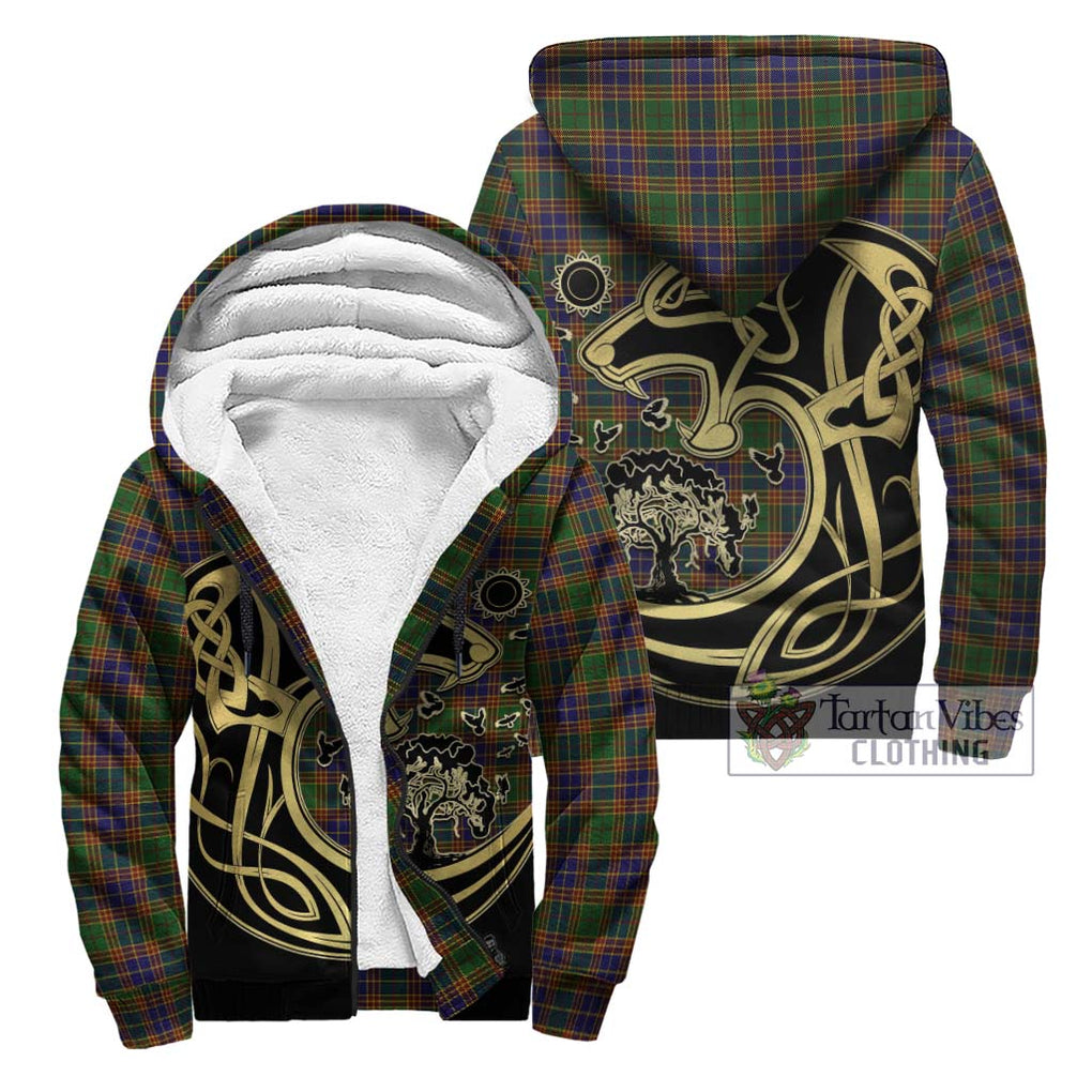 Stevenson Tartan Sherpa Hoodie with Family Crest Celtic Wolf Style Unisex - Tartan Vibes Clothing
