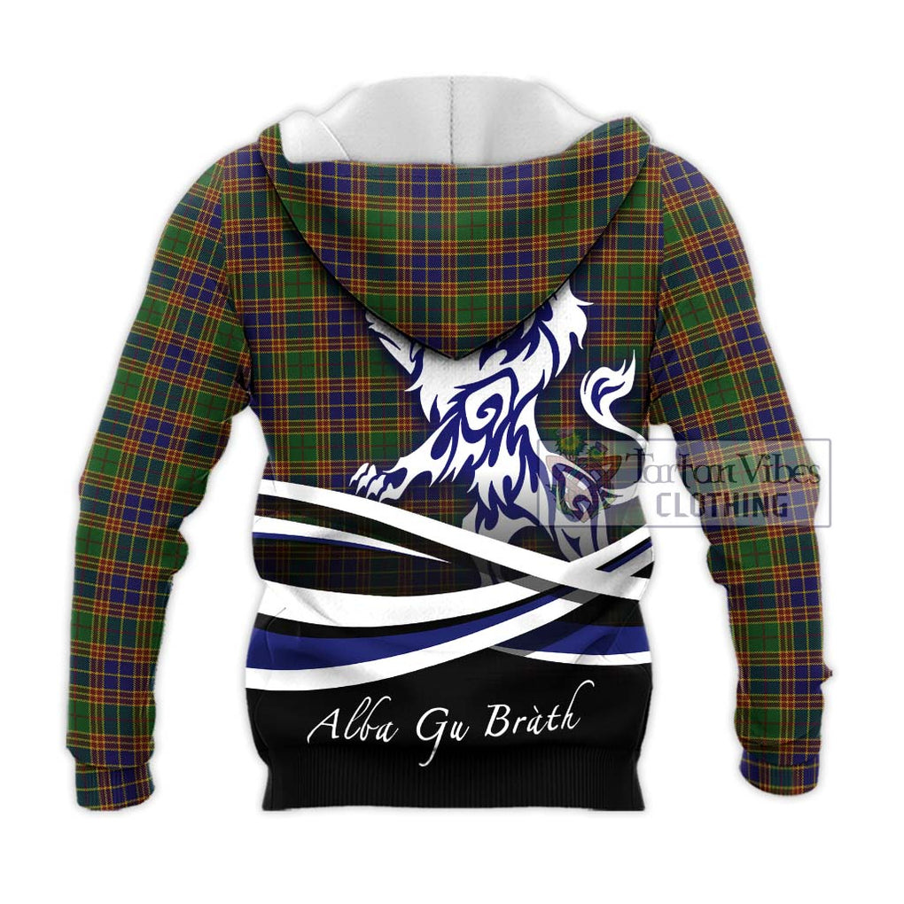 Stevenson Tartan Knitted Hoodie with Alba Gu Brath Regal Lion Emblem - Tartanvibesclothing Shop