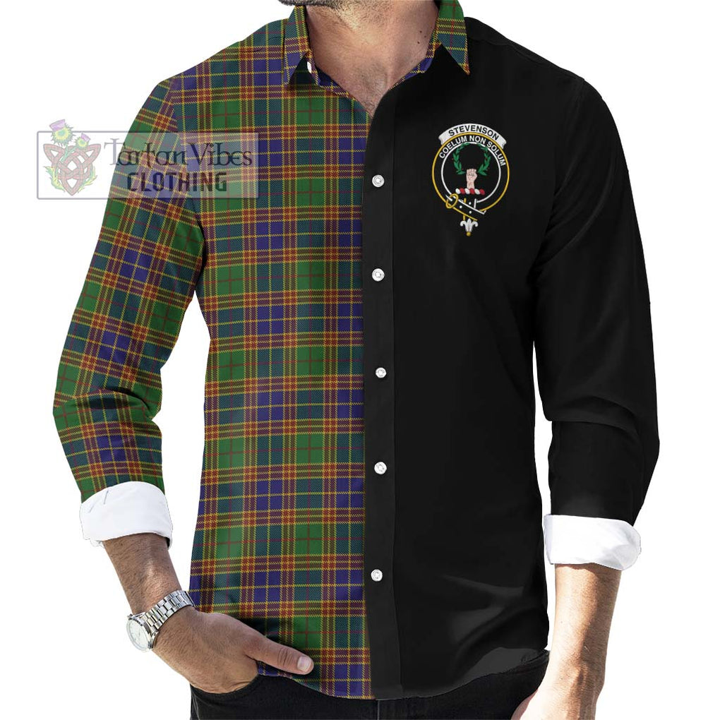 Stevenson Tartan Long Sleeve Button Shirt with Family Crest and Half Of Me Style - Tartanvibesclothing Shop
