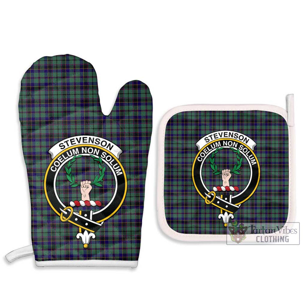 Stevenson Tartan Combo Oven Mitt & Pot-Holder with Family Crest Combo 1 Oven Mitt & 2 Pot-Holder White - Tartan Vibes Clothing