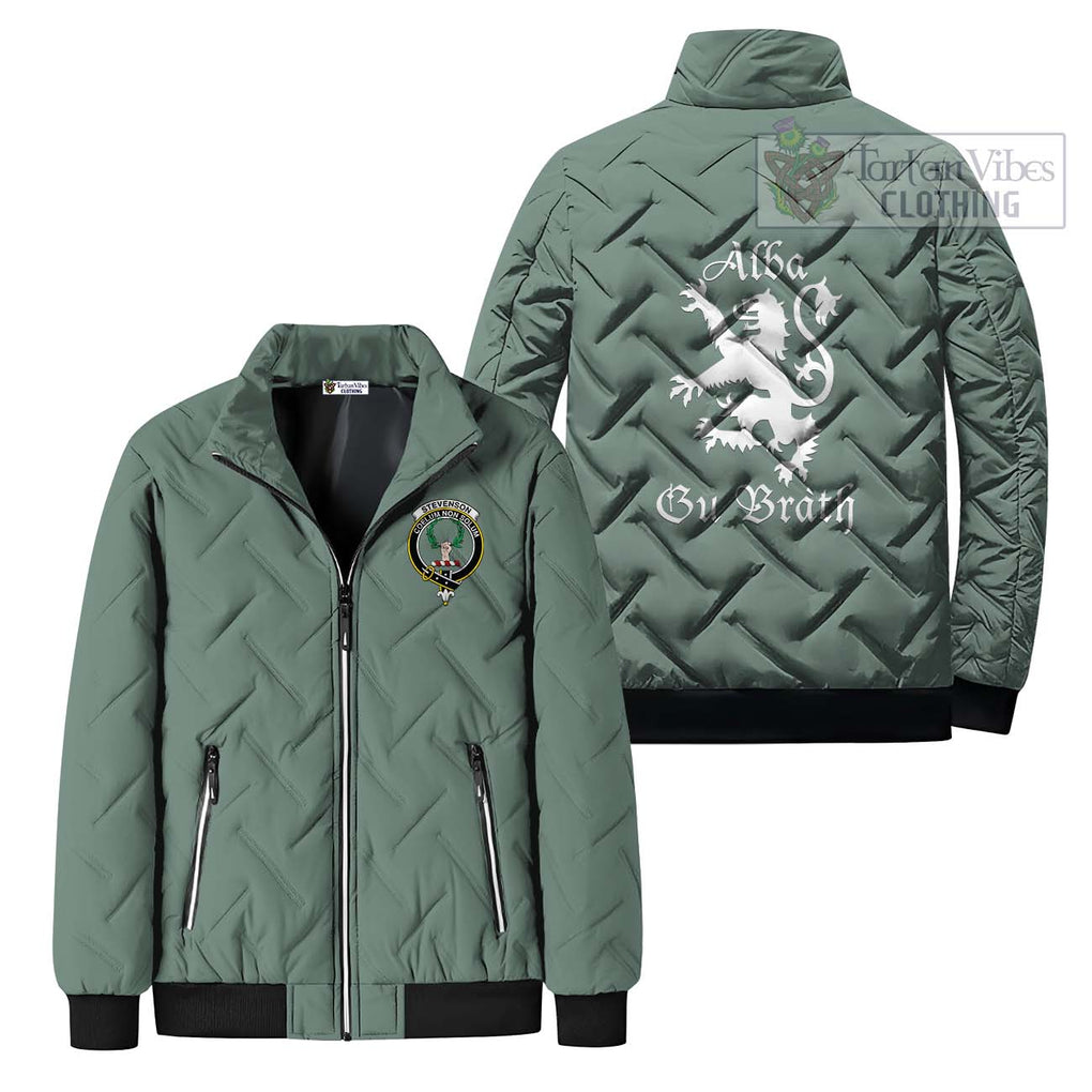 Stevenson Family Crest Padded Cotton Jacket Lion Rampant Alba Gu Brath Style Mint Unisex - 2D-tartanvibesclothing