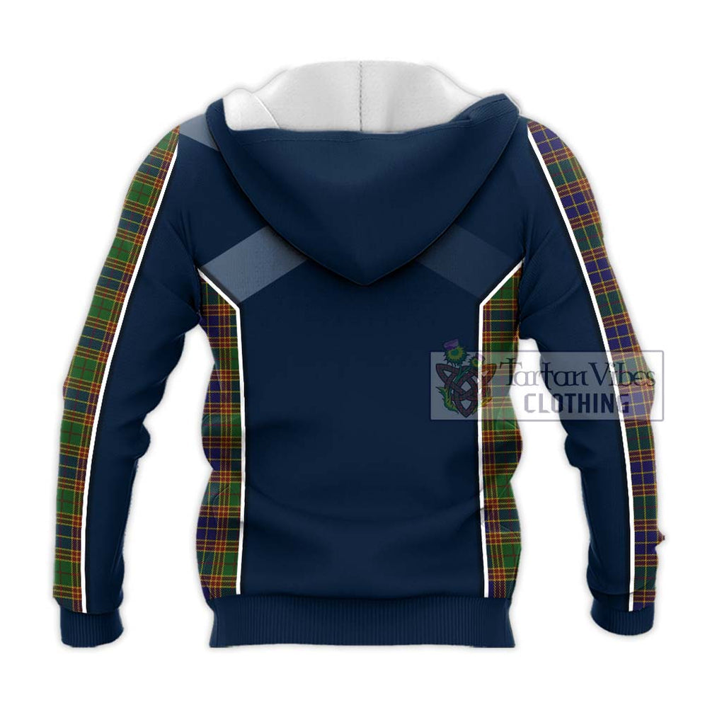 Stevenson Tartan Knitted Hoodie with Family Crest and Lion Rampant Vibes Sport Style - Tartan Vibes Clothing