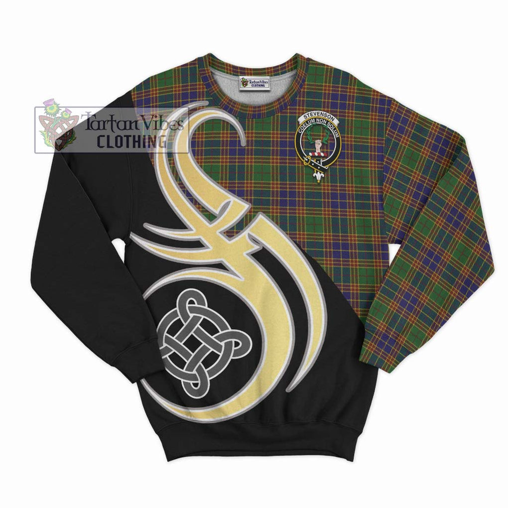Stevenson Tartan Sweatshirt with Family Crest and Celtic Symbol Style - Tartan Vibes Clothing