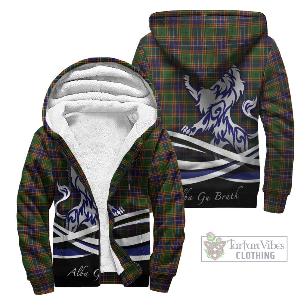 Stevenson Tartan Sherpa Hoodie with Alba Gu Brath Regal Lion Emblem Unisex - Tartanvibesclothing Shop