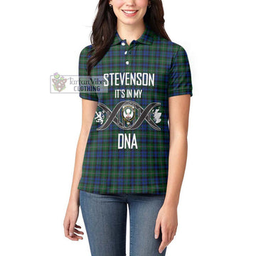 Stevenson Hunting Tartan Women's Polo Shirt with Family Crest DNA In Me Style Women - Tartanvibesclothing Shop