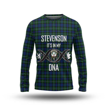 Stevenson Hunting Tartan Long Sleeve T-Shirt with Family Crest DNA In Me Style Unisex - Tartanvibesclothing Shop