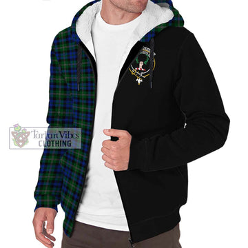 Stevenson Hunting Tartan Sherpa Hoodie with Family Crest and Half Of Me Style Unisex S - Tartanvibesclothing Shop