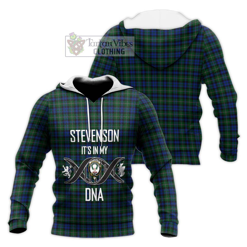 Stevenson Hunting Tartan Knitted Hoodie with Family Crest DNA In Me Style Unisex Knitted Pullover Hoodie - Tartanvibesclothing Shop