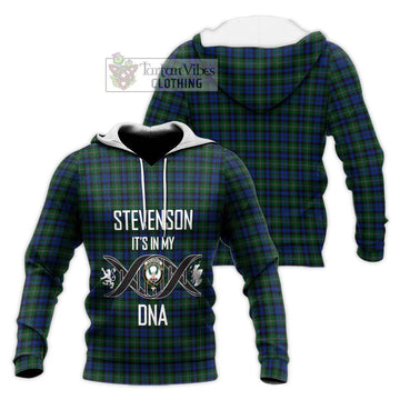 Stevenson Hunting Tartan Knitted Hoodie with Family Crest DNA In Me Style Unisex Knitted Pullover Hoodie - Tartanvibesclothing Shop