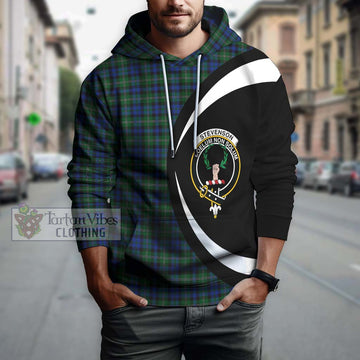 Stevenson Hunting Tartan Hoodie with Family Crest Circle Style Zip Hoodie - Tartan Vibes Clothing