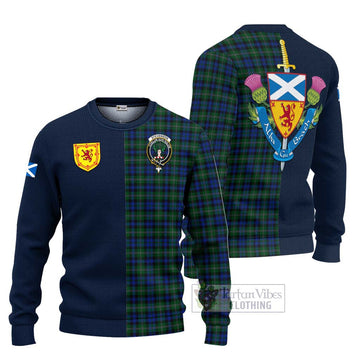 Tartan Vibes Clothing Stevenson Hunting Tartan Knitted Sweater with Scottish Lion Royal Arm Half Style