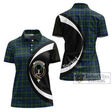 Stevenson Hunting Tartan Women's Polo Shirt with Family Crest Circle Style Women - Tartan Vibes Clothing