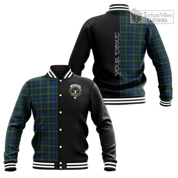 Stevenson Hunting Tartan Baseball Jacket with Family Crest and Half Of Me Style Unisex - Tartanvibesclothing Shop