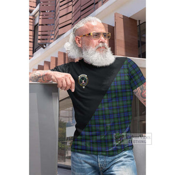 Tartan Vibes Clothing Stevenson Hunting Tartan Cotton T-shirt with Family Crest and Military Logo Style