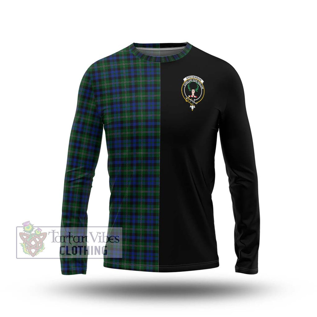 Stevenson Hunting Tartan Long Sleeve T-Shirt with Family Crest and Half Of Me Style Unisex - Tartanvibesclothing Shop