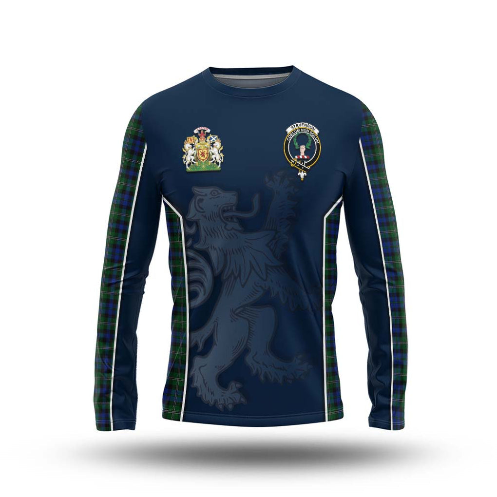 Stevenson Hunting Tartan Long Sleeve T-Shirt with Family Crest and Lion Rampant Vibes Sport Style Unisex - Tartan Vibes Clothing