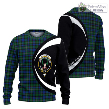 Stevenson Hunting Tartan Knitted Sweater with Family Crest Circle Style Unisex - Tartan Vibes Clothing