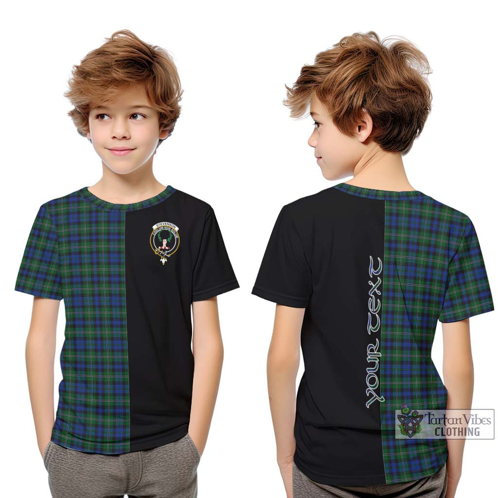 Stevenson Hunting Tartan Kid T-Shirt with Family Crest and Half Of Me Style Youth XL Size14 - Tartanvibesclothing Shop