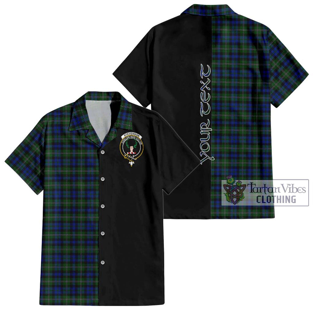 Stevenson Hunting Tartan Short Sleeve Button Shirt with Family Crest and Half Of Me Style Kid - Tartanvibesclothing Shop