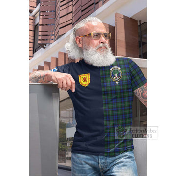 Tartan Vibes Clothing Stevenson Hunting Tartan Cotton T-shirt with Scottish Lion Royal Arm Half Style