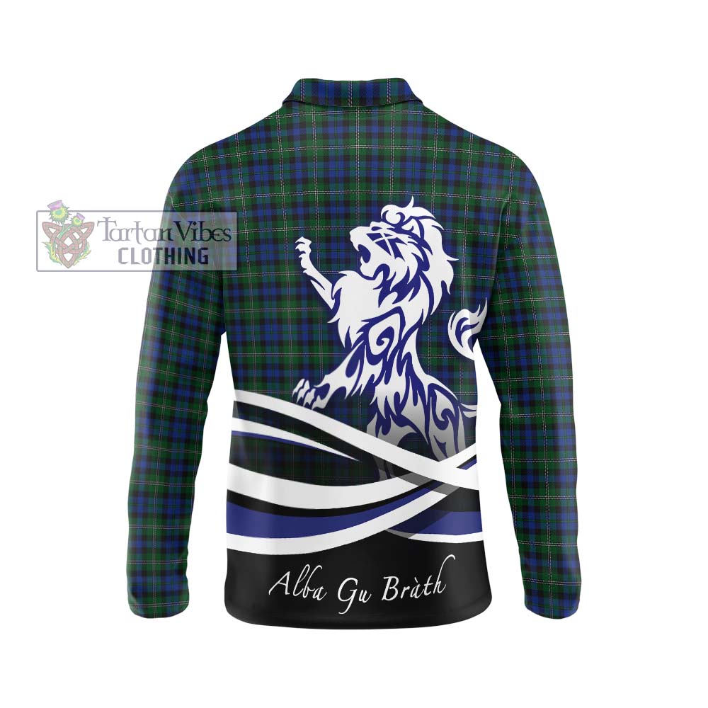 Stevenson Hunting Tartan Long Sleeve Polo Shirt with Alba Gu Brath Regal Lion Emblem - Tartanvibesclothing Shop