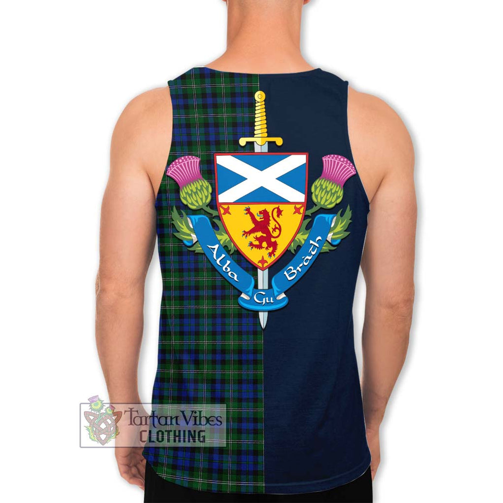 Tartan Vibes Clothing Stevenson Hunting Tartan Men's Tank Top with Scottish Lion Royal Arm Half Style