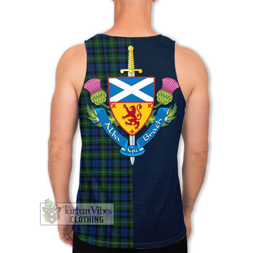 Tartan Vibes Clothing Stevenson Hunting Tartan Men's Tank Top with Scottish Lion Royal Arm Half Style