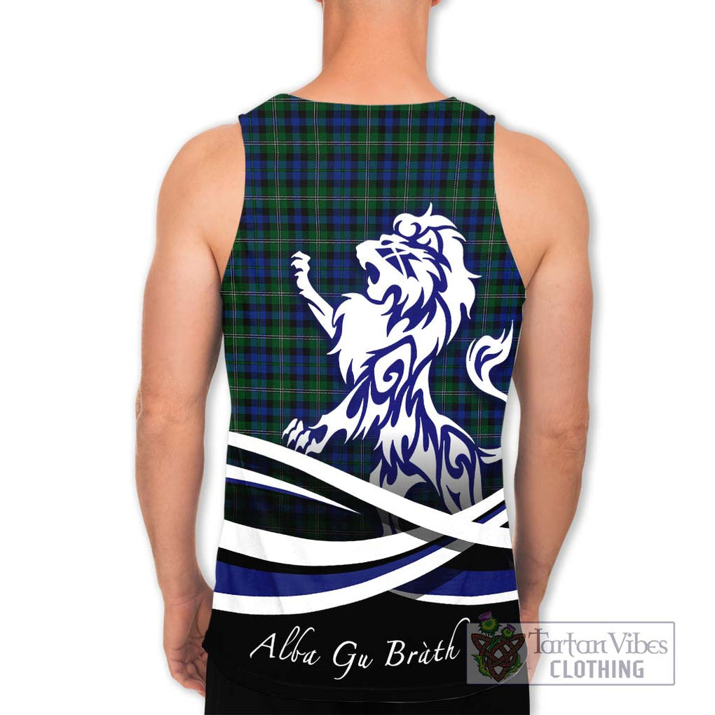 Stevenson Hunting Tartan Men's Tank Top with Alba Gu Brath Regal Lion Emblem - Tartanvibesclothing Shop
