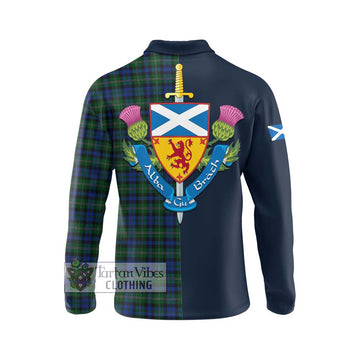 Tartan Vibes Clothing Stevenson Hunting Tartan Long Sleeve Polo Shirt with Scottish Lion Royal Arm Half Style